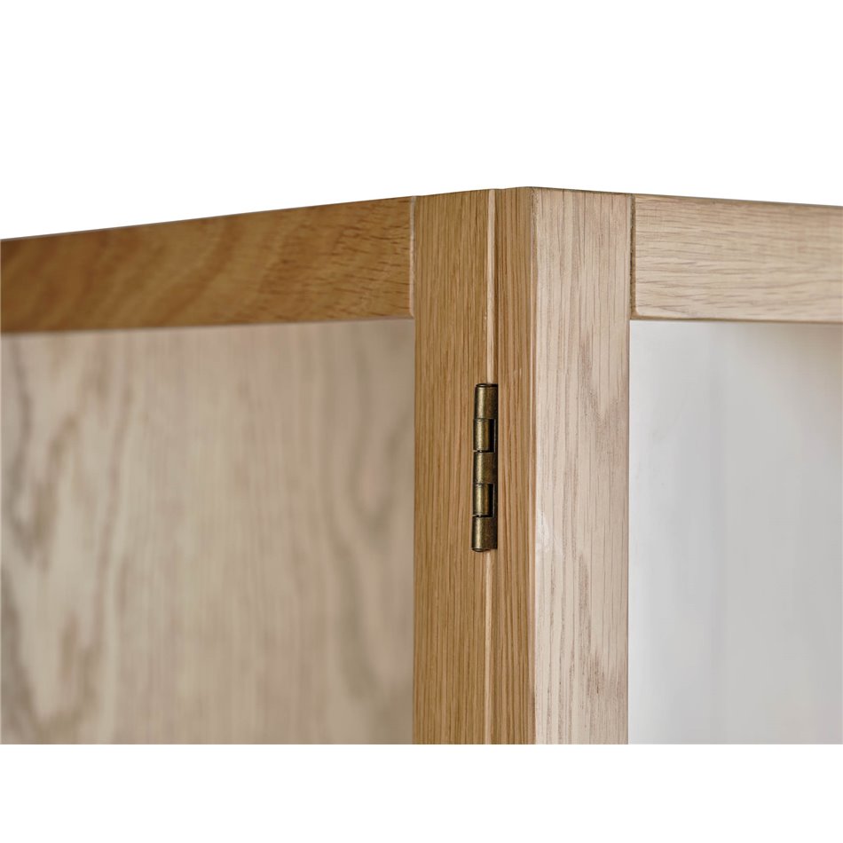 Шкаф Unelba, натурального цвета, закаленное стекло/MDF/дубовый шпон, H190х90х40см