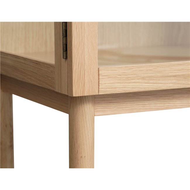 Шкаф Unelba, натурального цвета, закаленное стекло/MDF/дубовый шпон, H190х90х40см