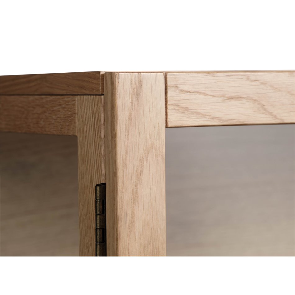 Шкаф Unelba, натурального цвета, закаленное стекло/MDF/дубовый шпон, H190х90х40см