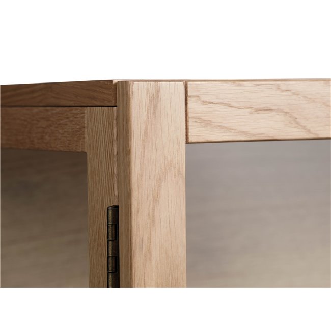 Шкаф Unelba, натурального цвета, закаленное стекло/MDF/дубовый шпон, H190х90х40см