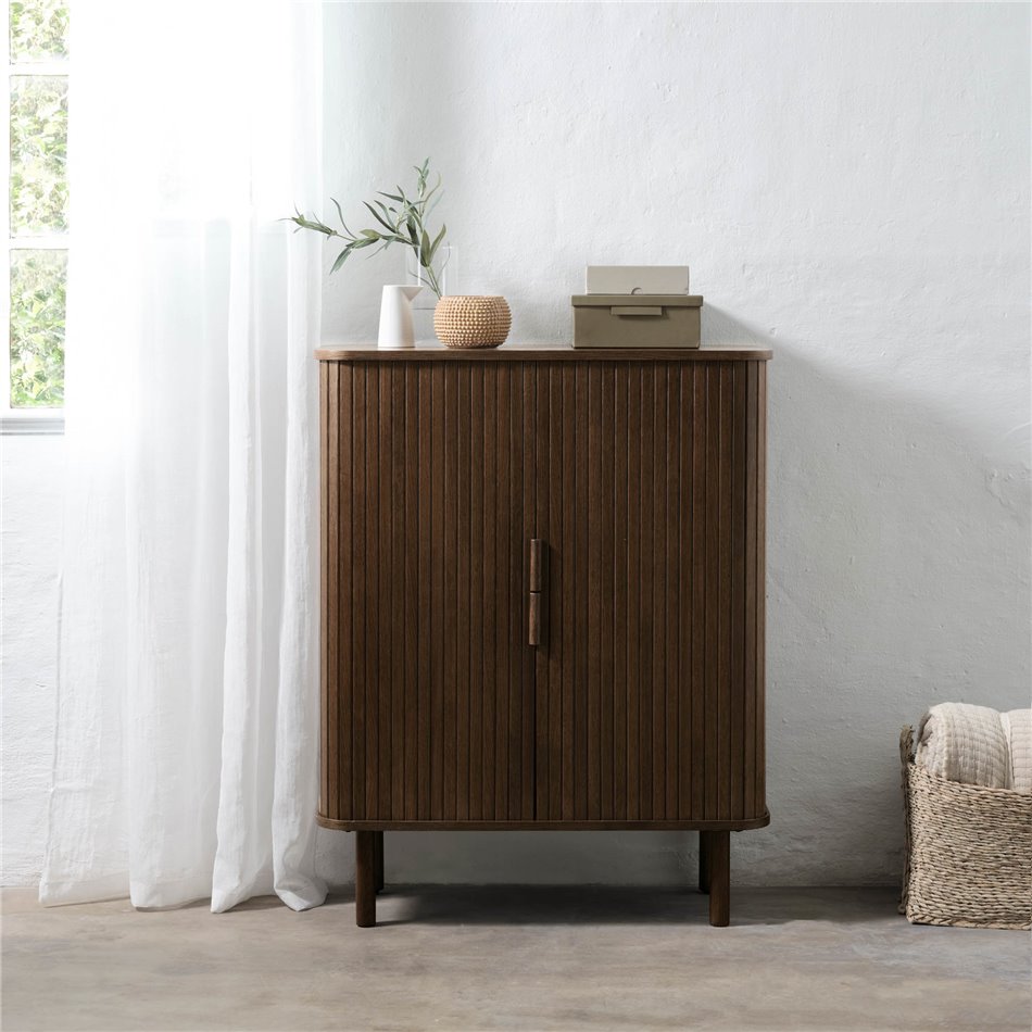 Шкаф Unkavo, коричневый, шпон дуба/MDF, H113х90х40см