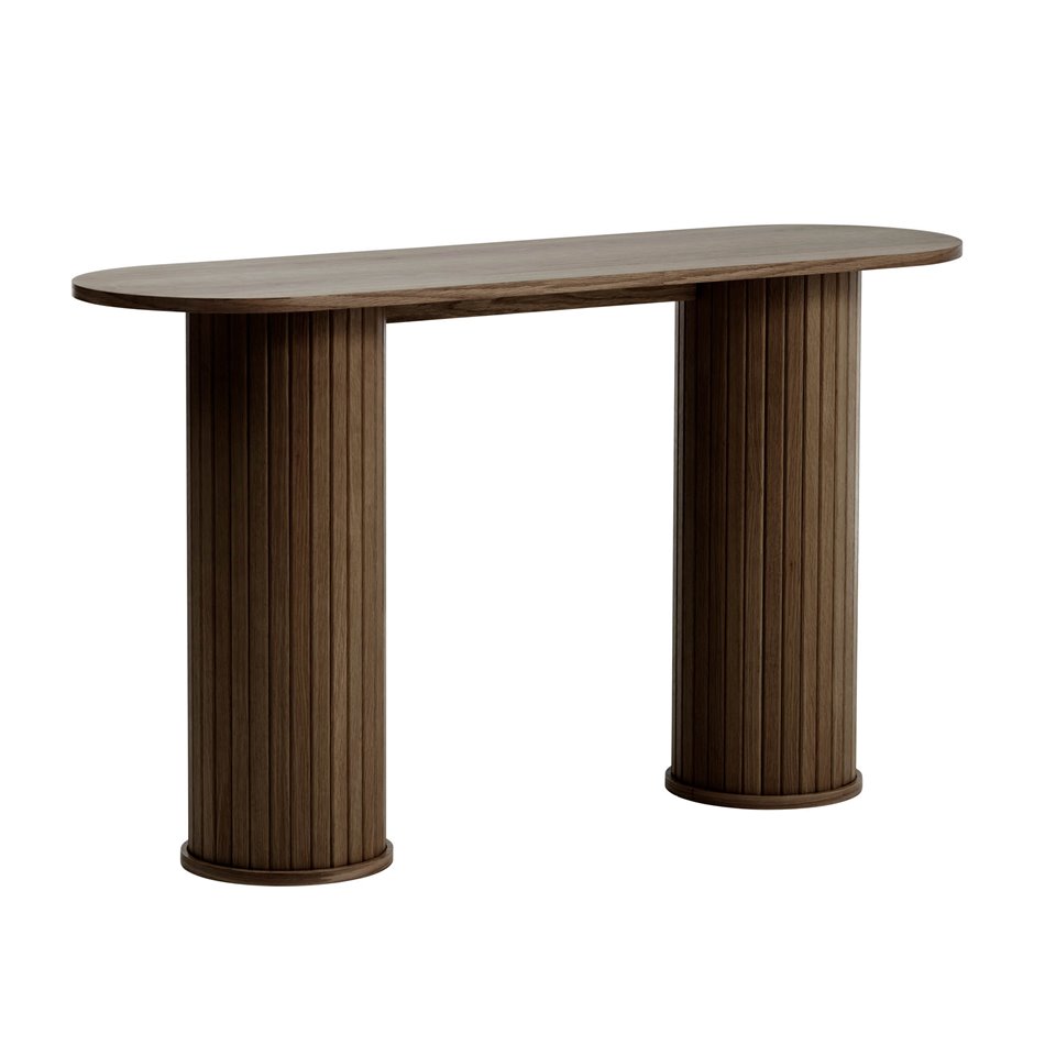 Console Nola, smoked oak color, oak veneer/MDF, H75x130x40cm