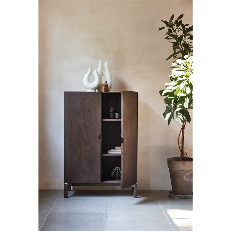 Шкаф Unarun, MDF/тёмно тонированный шпон дуба/массив дуба, H130х90х45.5см