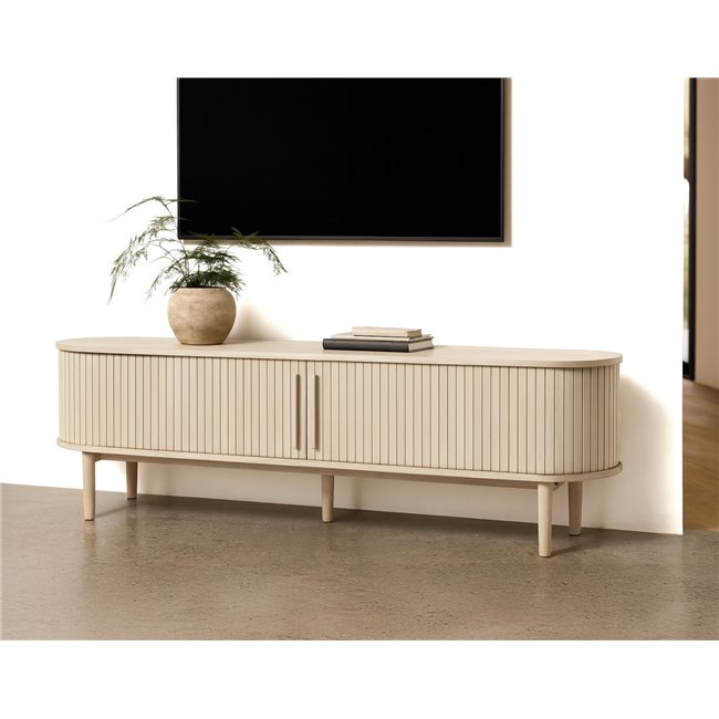 TV table Umeta, white pigmented oak color, MDF/oak veneer, H55.5x180x40cm