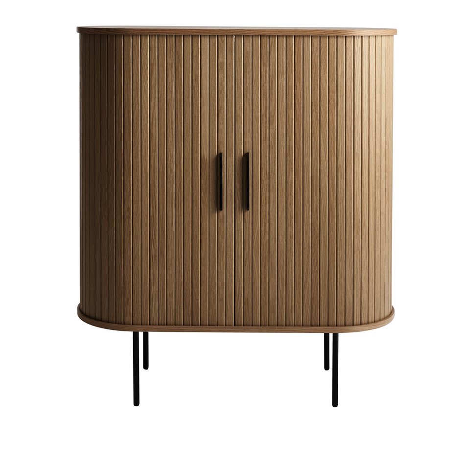 Cabinet Nola, smoked oak color, metal/oak veneer/MDF, H118x100x40cm
