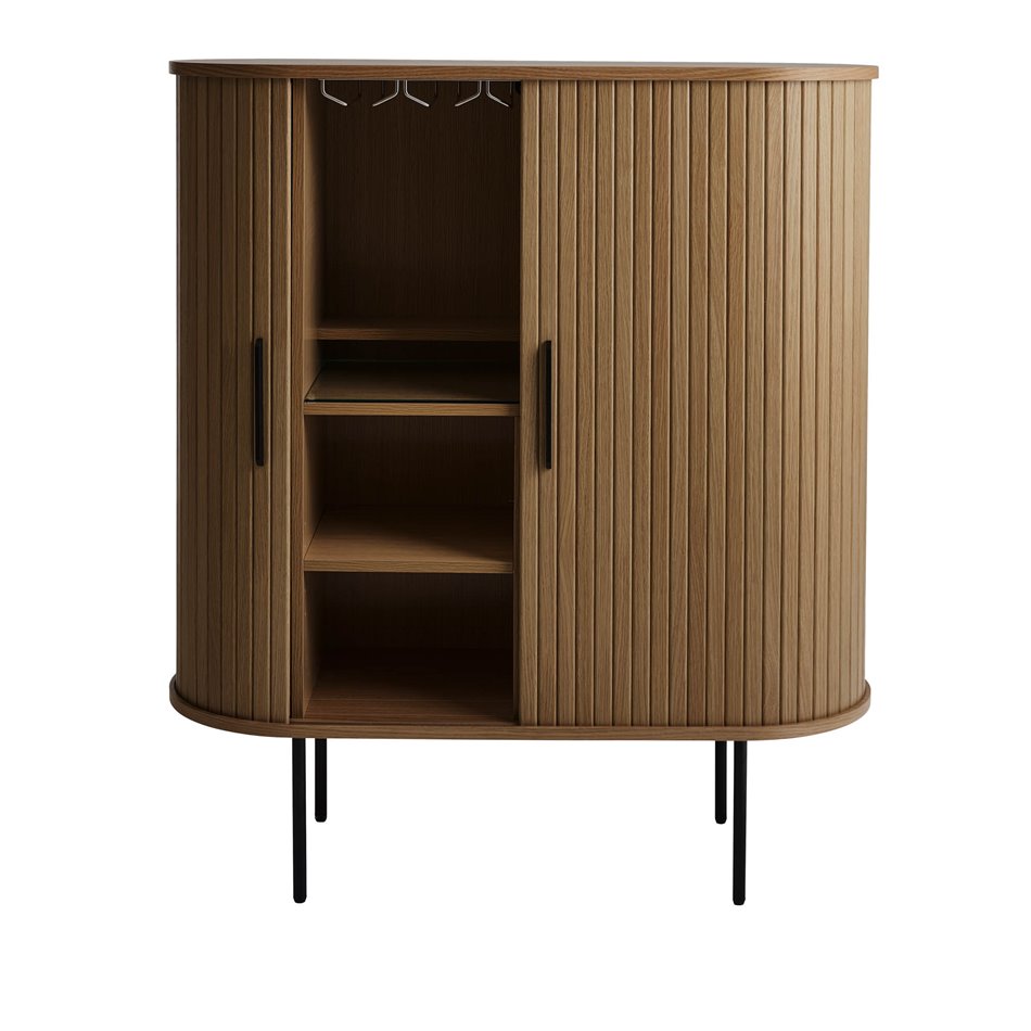 Cabinet Nola, smoked oak color, metal/oak veneer/MDF, H118x100x40cm