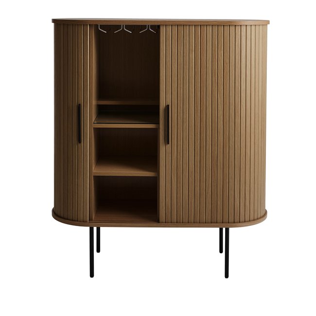 Cabinet Nola, smoked oak color, metal/oak veneer/MDF, H118x100x40cm