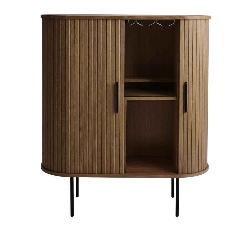 Cabinet Nola, smoked oak color, metal/oak veneer/MDF, H118x100x40cm