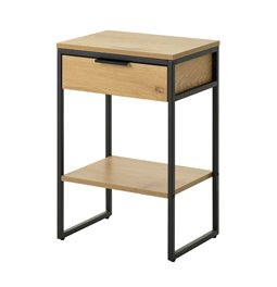 Side table Uncesura, natural/black, MDF/metal, H60x40x30cm