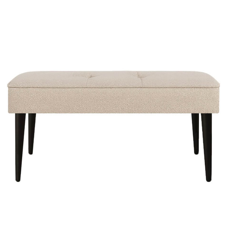 Bench Unanzak, beige/black, steel/polyester, H48x100x36cm, seat height 48cm