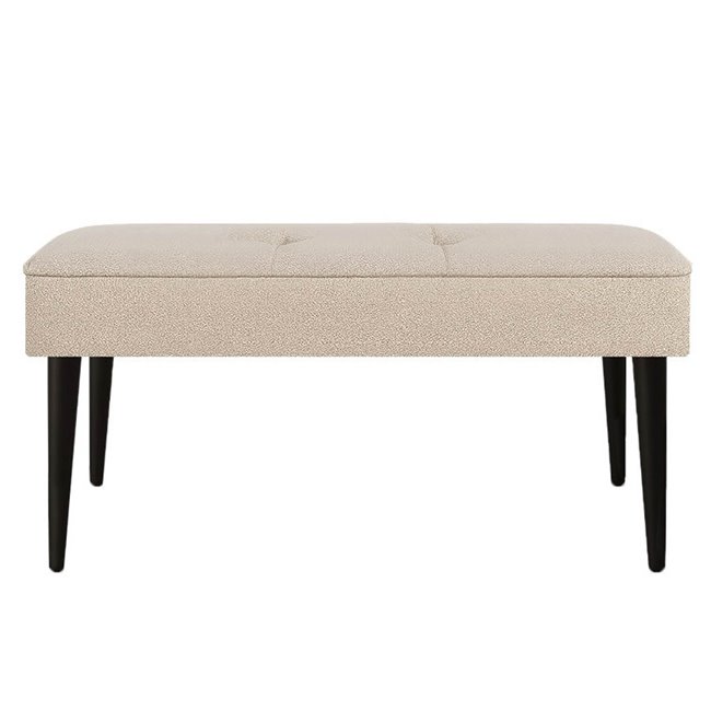 Bench Unanzak, beige/black, steel/polyester, H48x100x36cm, seat height 48cm
