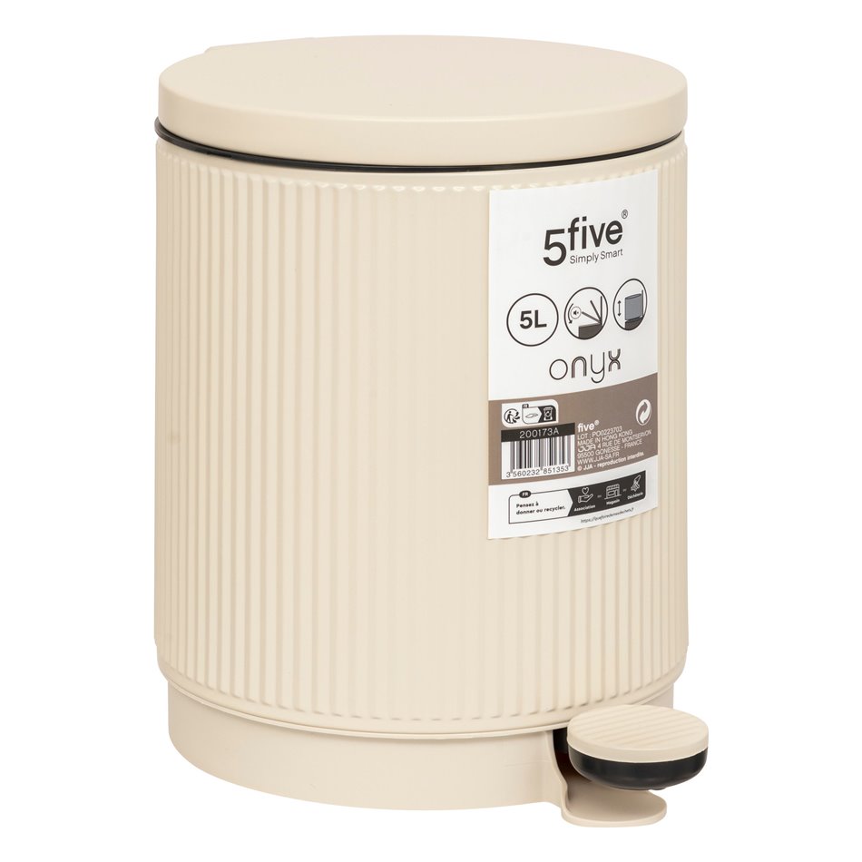 Garbage softclose Onix, beige, 5L, 27.2x20.5cm H28.2cm