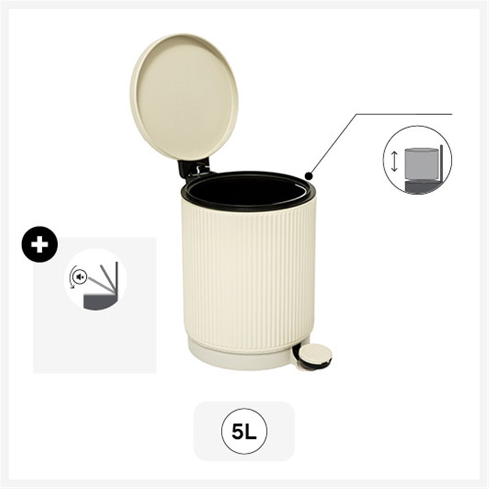 Garbage softclose Onix, beige, 5L, 27.2x20.5cm H28.2cm