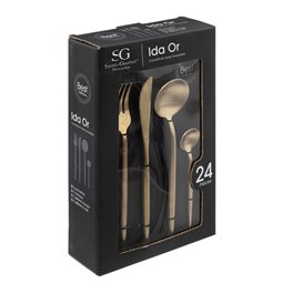 Набор столовых приборов Ida Gold, на 6 персон, 24 шт., золотистый цвет, H27.5x16.9x6.5cm