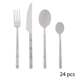 Cutlery set for 6 person Ida, 24 pcs., silver color, H27.5x16.5x 6.5cm