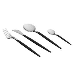 Cutlery set for 6 person INOX, 24 pcs., black/silver color, H27.5x16.9x6.5cm