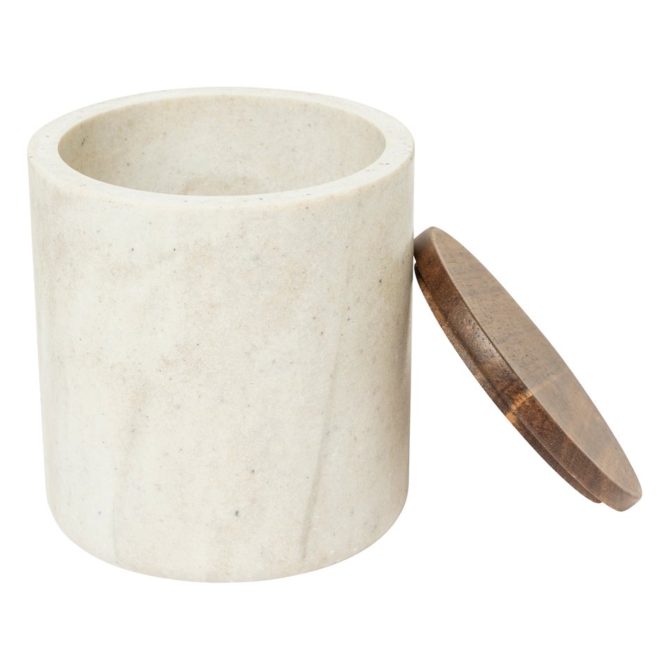 Cotton jar with wooden lid Come, H11cm, D10cm