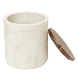 Cotton jar with wooden lid Come, H11cm, D10cm