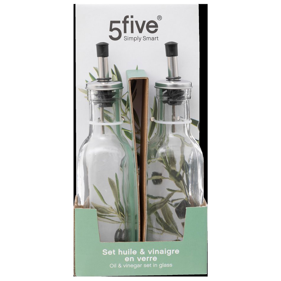 Bottles oil/vinegar x2, glass, 0.16L, H20x5x5cm