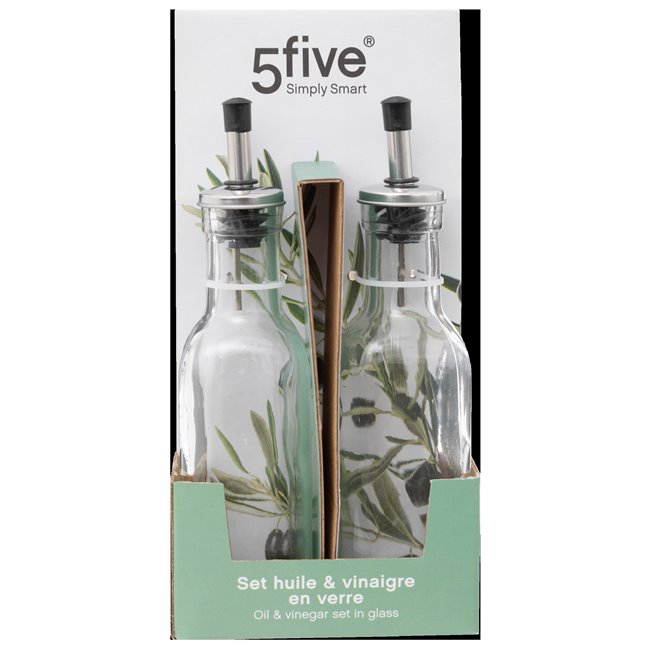Bottles oil/vinegar x2, glass, 0.16L, H20x5x5cm