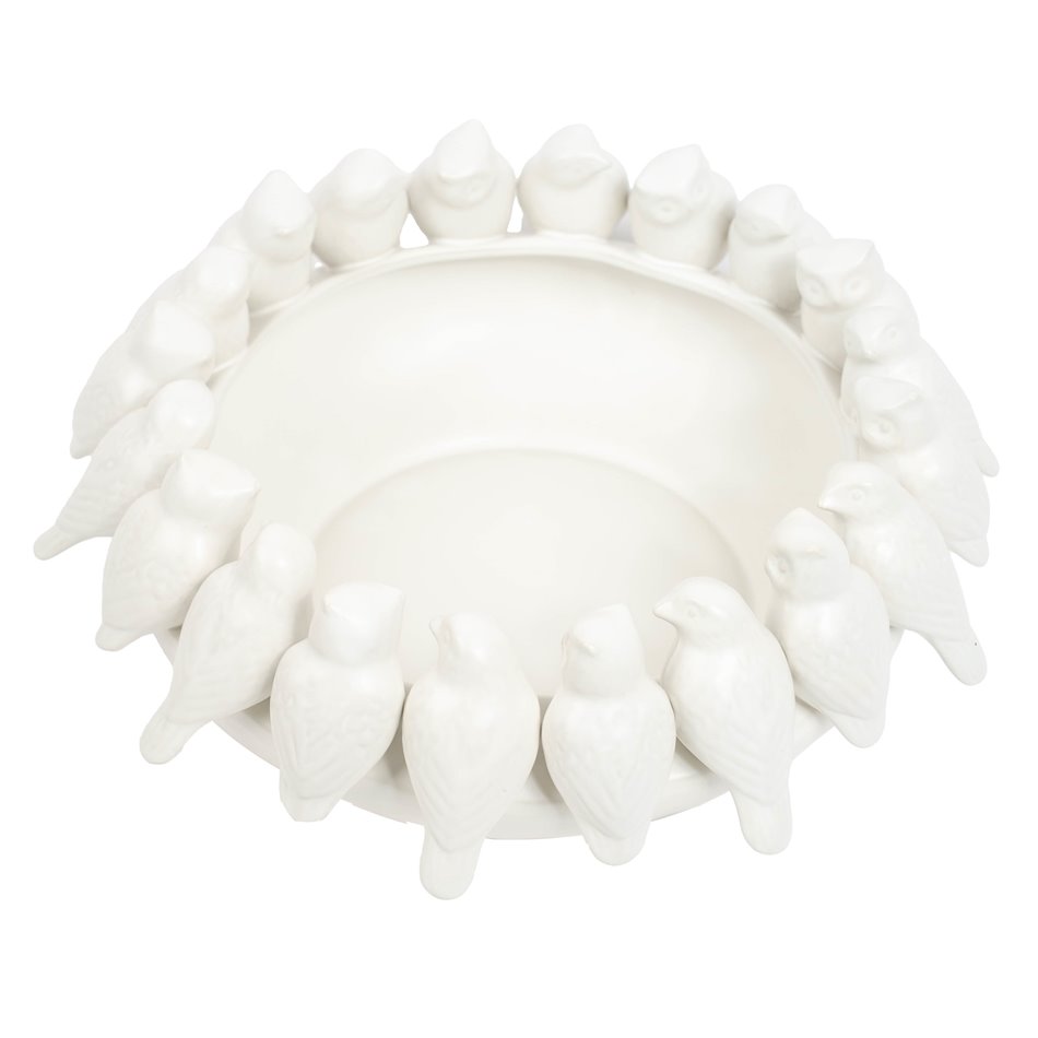 Decorative tray White Birds, H15cm, D37.5cm