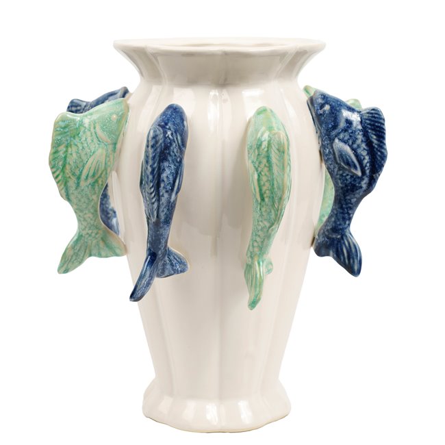 Vase Blue fish, H31.5cm, D22.5cm