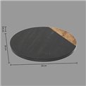 Serving plate 360, black marble/mango wood, D30cm, H3.8cm