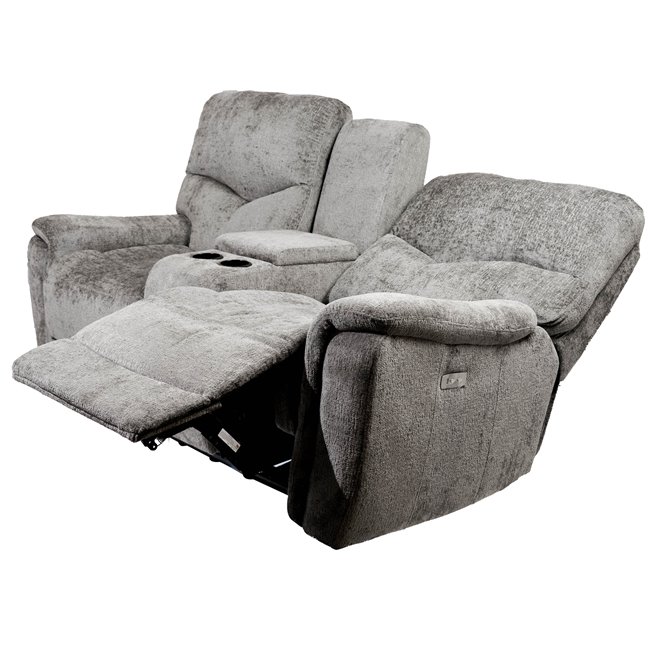 Doubble recliner Obernburg, grey, electrically adjustable, H105x189x105-165cm, seat height 51cm