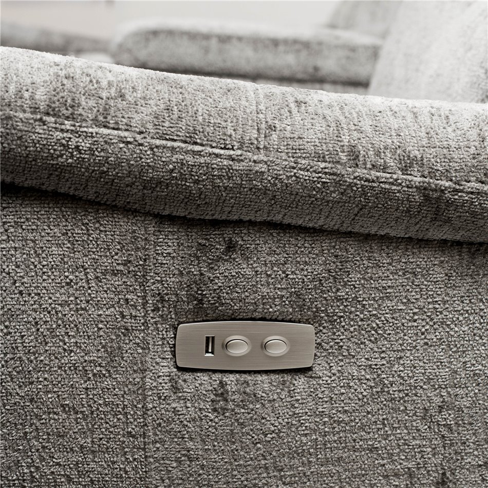 Doubble recliner Obernburg, grey, electrically adjustable, H105x189x105-165cm, seat height 51cm