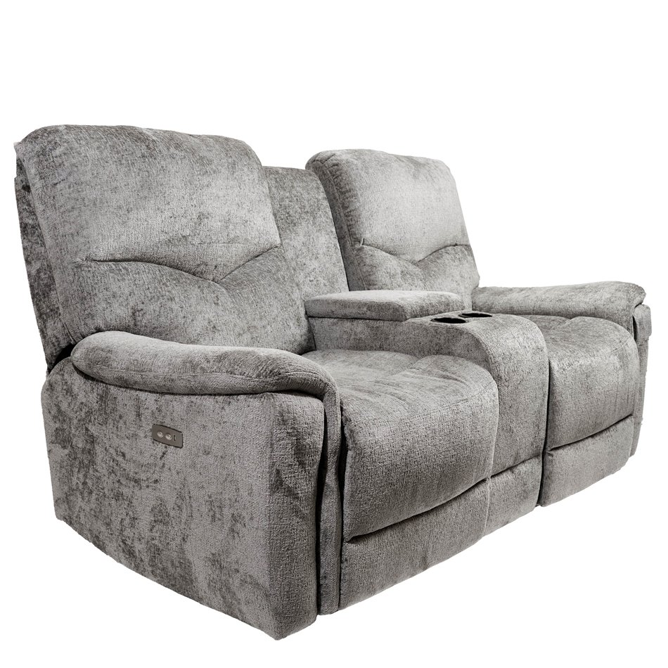 Doubble recliner Obernburg, grey, electrically adjustable, H105x189x105-165cm, seat height 51cm