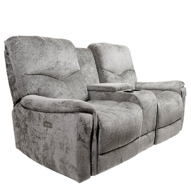 Doubble recliner Obernburg, grey, electrically adjustable, H105x189x105-165cm, seat height 51cm