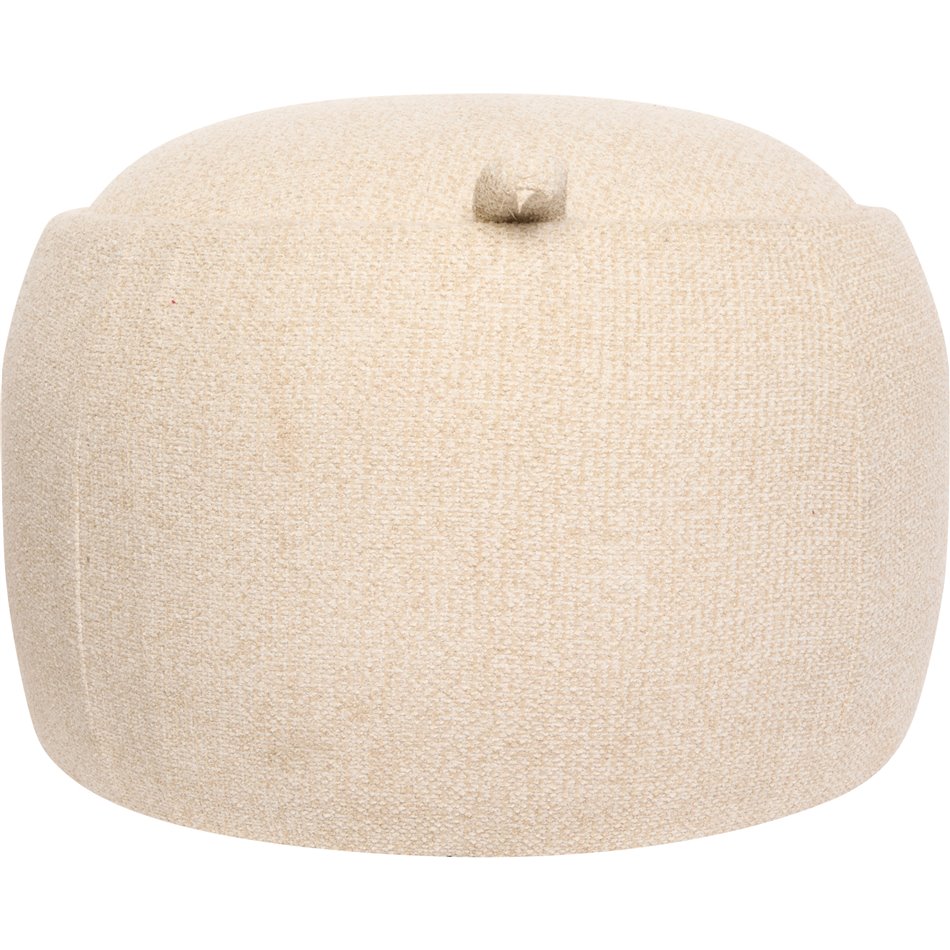 Pouf with storage ELIOR, cream, bouclé fabric, H40cm, D60cm