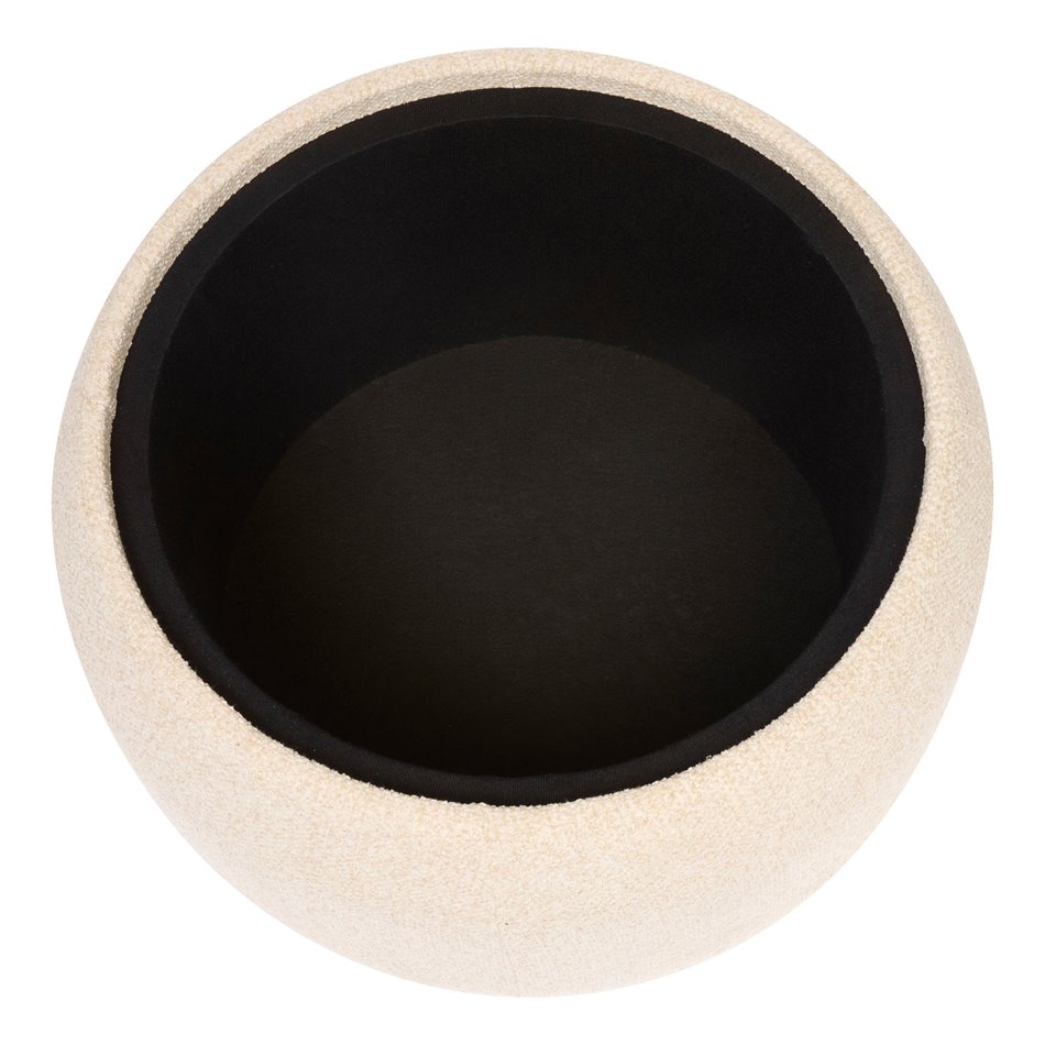 Pouf with storage ELIOR, cream, bouclé fabric, H40cm, D60cm