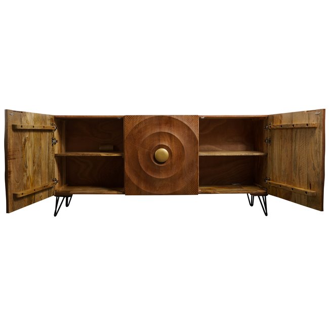 Sideboard Bailey 3D brown, mango wood/MDF/metal, H75x38x160cm