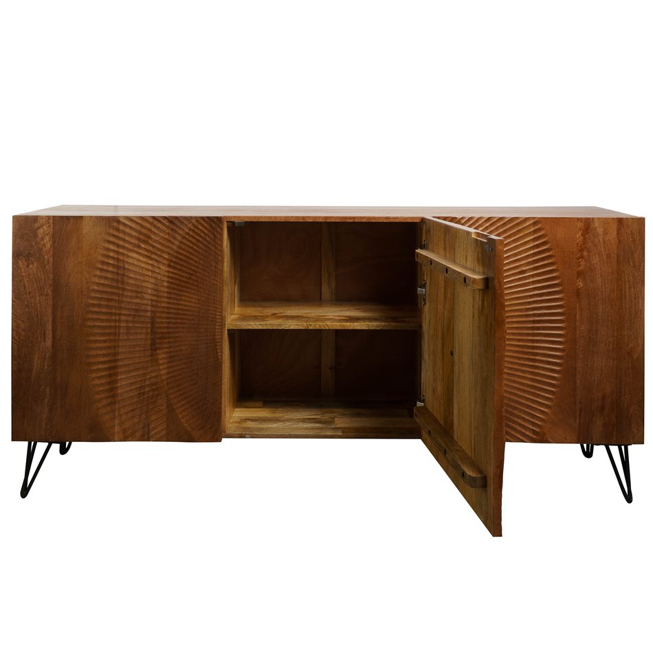 Sideboard Bailey 3D brown, mango wood/MDF/metal, H75x38x160cm