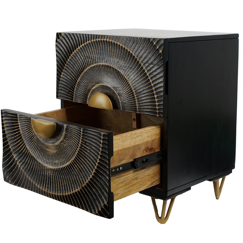 Side table Bailey ST L, mango wood/MDF/metal, 45x40cm H55cm