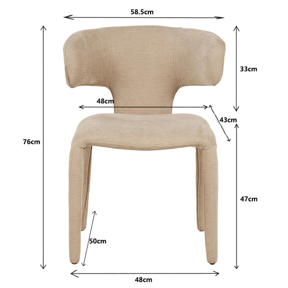 Valgomojo kėdė Tobi, smėlio sp., H76x58x50cm, sėdimosios dalies aukštis 48cm