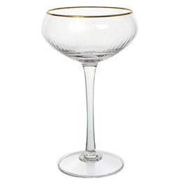 Šampano taurė Sofia su aukso spalvos apvadu, 200ml, H17cm, D10cm