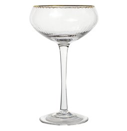 Šampano taurė Sofia su aukso spalvos apvadu, 200ml, H17cm, D10cm