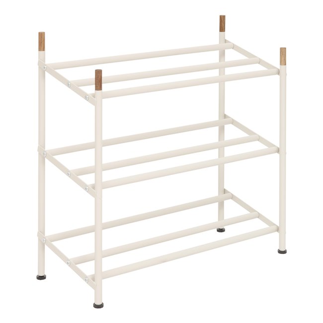 Shoe rack BEIGE CASSIE, steel/acacia wood, H53.5x54.8x22.5cm