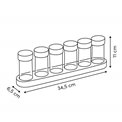 Spice jar set 6 with stand, acacia/glass, H11x34.5x6.5cm
