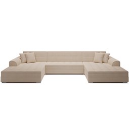 U-shaped sofa Evento Symmetrical, sleeping function, Jarell 18, corduroy, beige, H78x359x165cm