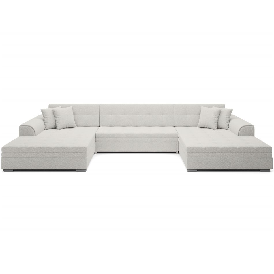 U-shaped sofa Evento Symmetrical, sleeping function, Royal 01, boucle, white, H78x359x165cm