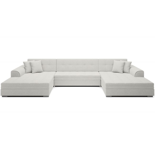 U-shaped sofa Evento Symmetrical, sleeping function, Royal 01, boucle, white, H78x359x165cm
