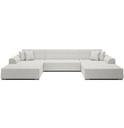 U-shaped sofa Evento Symmetrical, sleeping function, Royal 01, boucle, white, H78x359x165cm