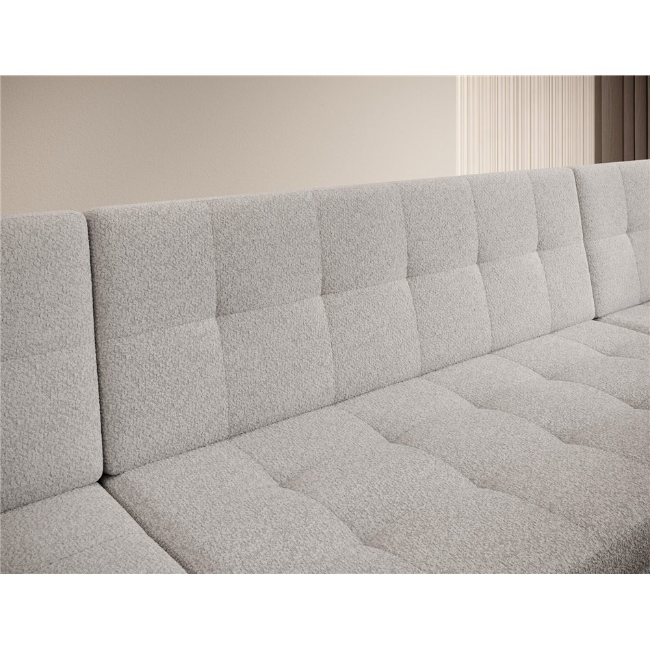 U-shaped sofa Evento Symmetrical, sleeping function, Royal 01, boucle, white, H78x359x165cm