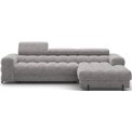 Corner sofa Elferlo R, sleeping function, Aura 04, velvet, grey, H93x285x181cm