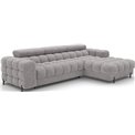 Corner sofa Elferlo R, sleeping function, Aura 04, velvet, grey, H93x285x181cm