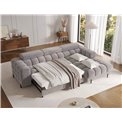 Corner sofa Elferlo R, sleeping function, Aura 04, velvet, grey, H93x285x181cm