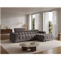 Corner sofa Elferlo R, sleeping function, Aura 04, velvet, grey, H93x285x181cm